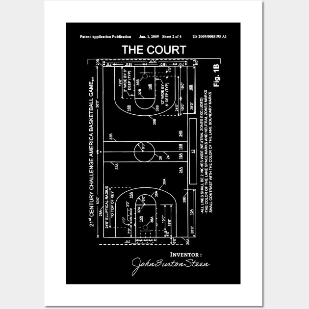 Basketball Court Patent - basketball court Patent Illustration - Basketball blueprint Wall Art by Anodyle